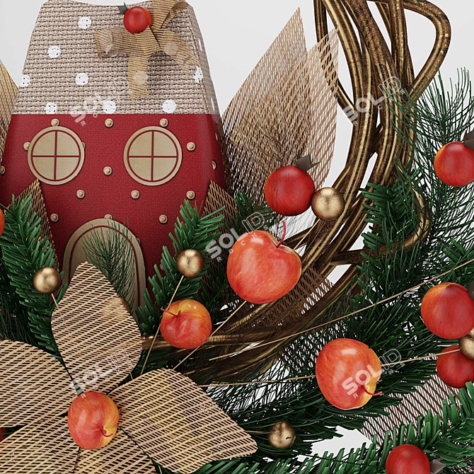 Festive Holiday Wreath - 550mm x 550mm 3D model image 2