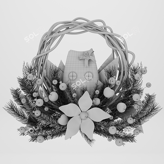 Festive Holiday Wreath - 550mm x 550mm 3D model image 3