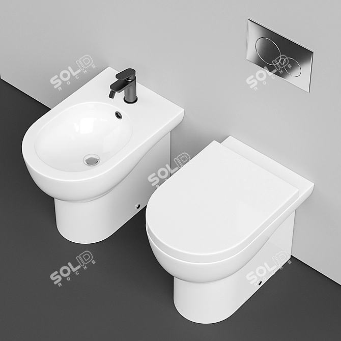 Azzurra Ceramica Nuvola - Sleek Ceramic WC & Bidet 3D model image 3