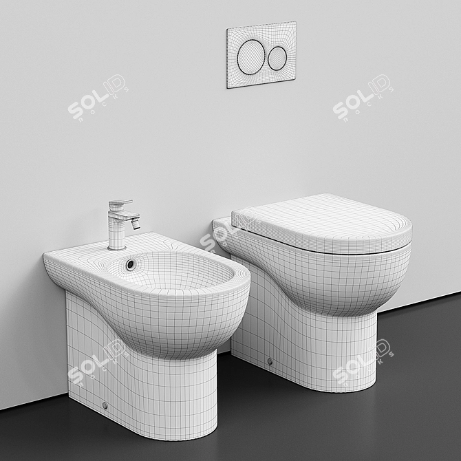 Azzurra Ceramica Nuvola - Sleek Ceramic WC & Bidet 3D model image 4