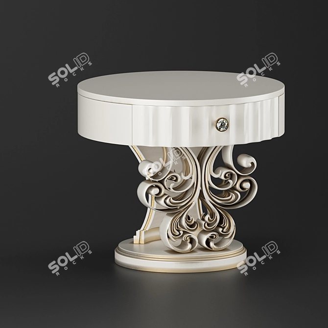 Classic White Gold Patina Bedside Table 3D model image 1