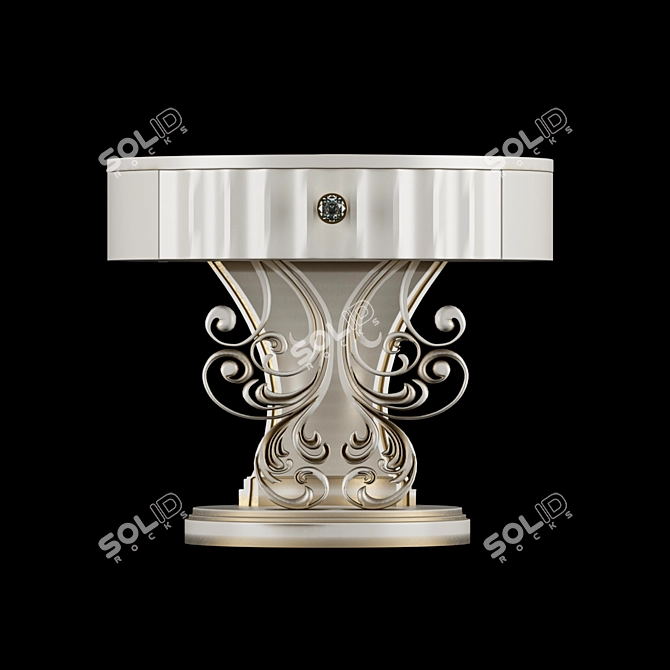 Classic White Gold Patina Bedside Table 3D model image 5