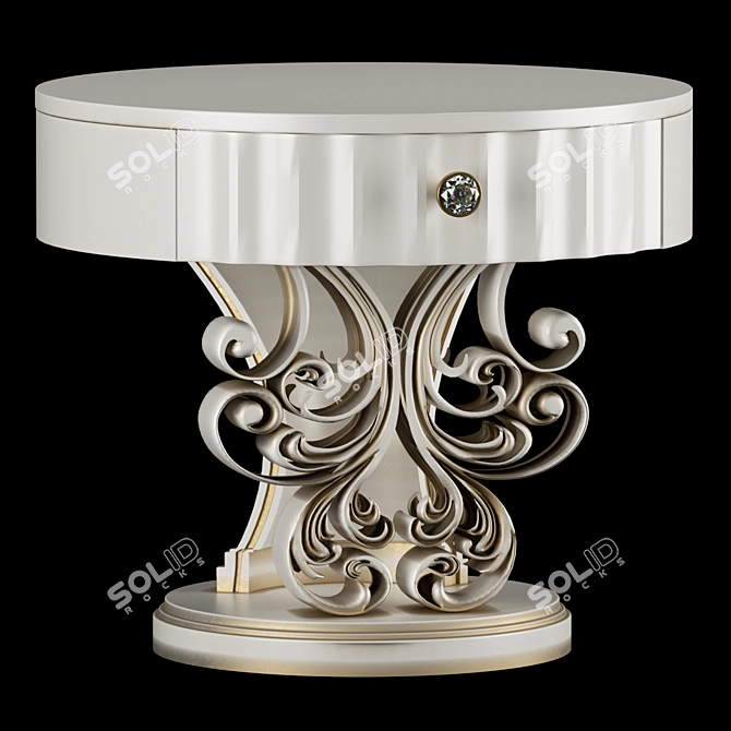 Classic White Gold Patina Bedside Table 3D model image 8