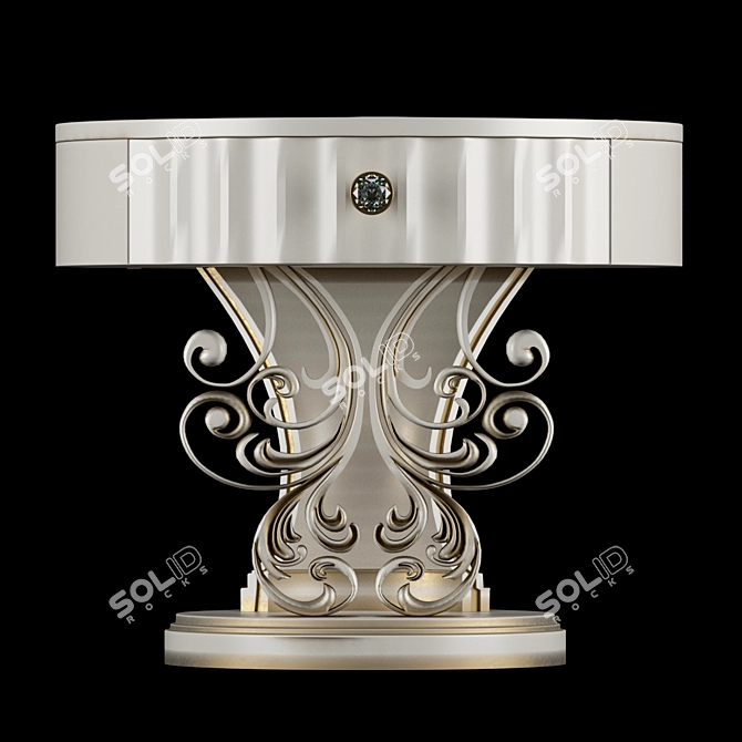 Classic White Gold Patina Bedside Table 3D model image 9