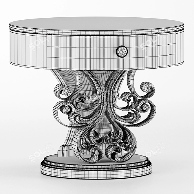 Classic White Gold Patina Bedside Table 3D model image 10