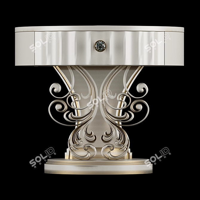 Classic White Gold Patina Bedside Table 3D model image 11