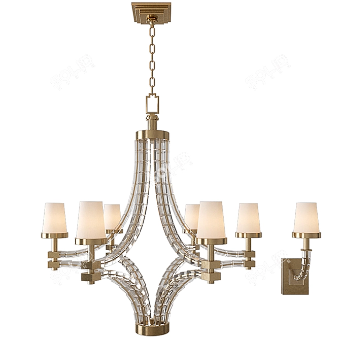 Elegant Crystal Cube Chandelier 3D model image 1