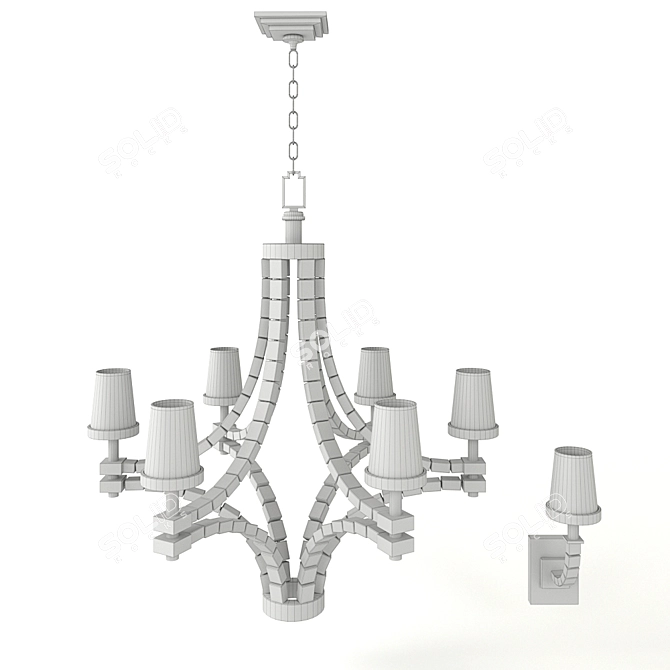 Elegant Crystal Cube Chandelier 3D model image 2