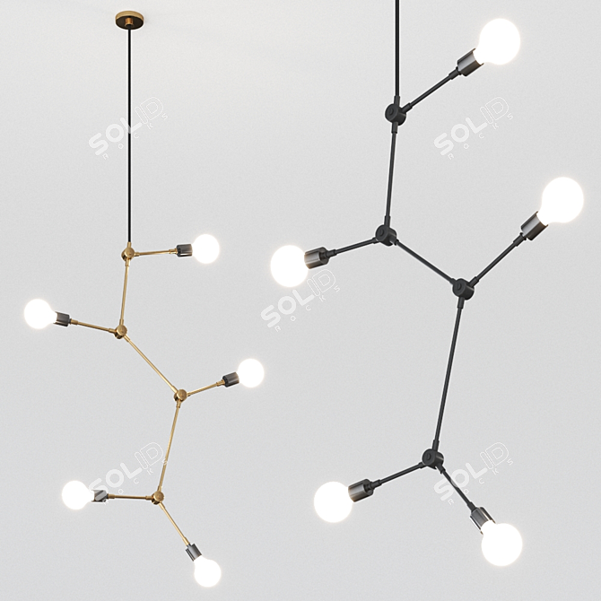 Tribeca Black Chandelier: Danish Design 3D model image 1