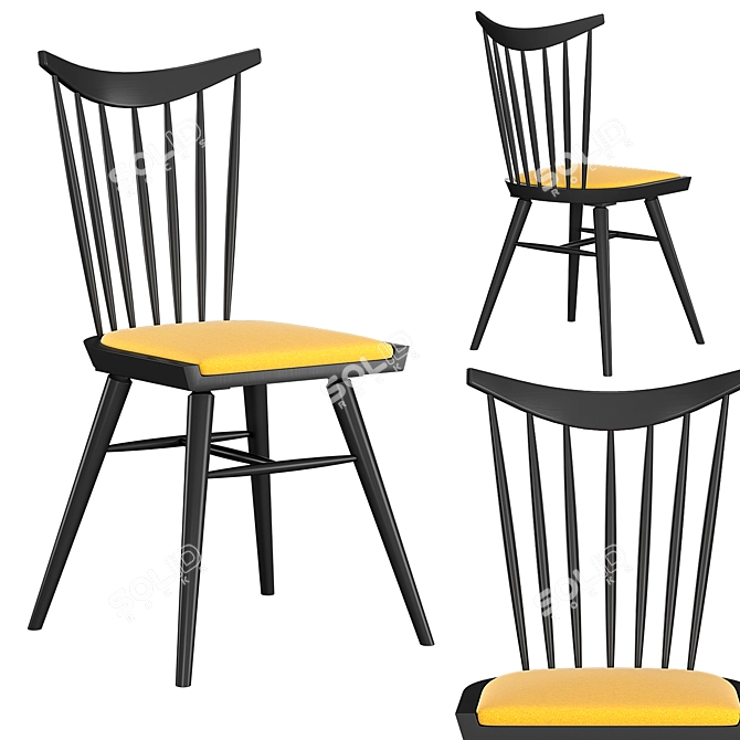 Sleek Bentwood Bar Stool 3D model image 1