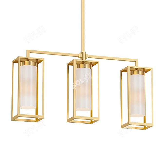 Elegant Three-Bulb Baldwin Pendant 3D model image 1