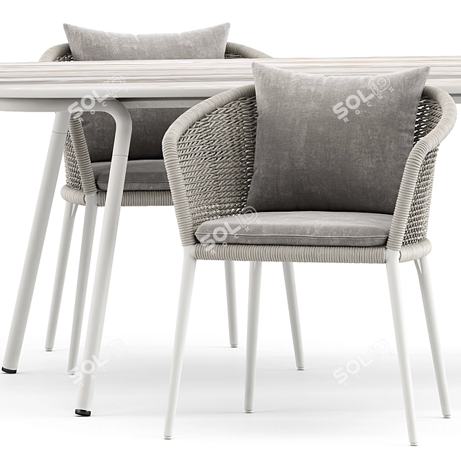 Elegant Knot Armchair & Flint CT220 Dining Table 3D model image 3