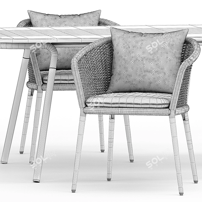 Elegant Knot Armchair & Flint CT220 Dining Table 3D model image 5