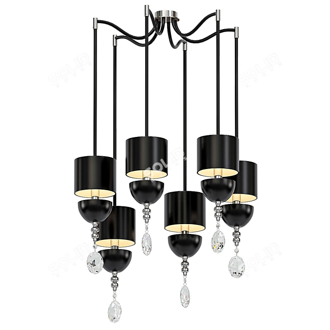 Nuaré: Black Contemporary Pendant Light 3D model image 1