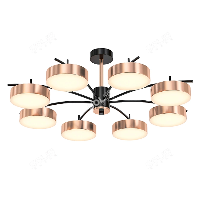 Elegant Black and Gold Lavna Chandelier 3D model image 1