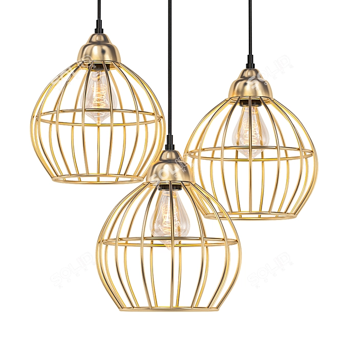 Gilded Cage Pendant Light 3D model image 1