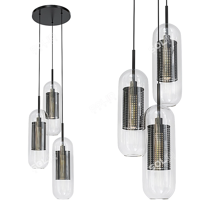 Elegant Leila Trio Pendant Lamps 3D model image 1