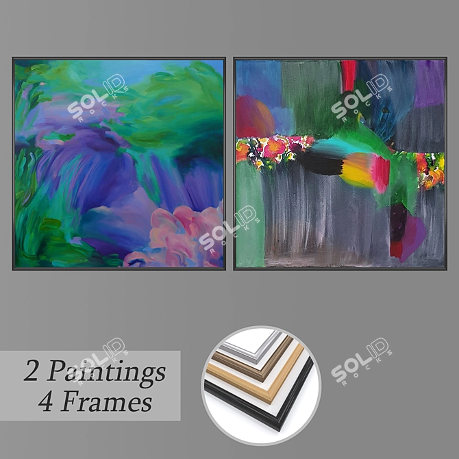 Elegant Wall Painting Set 3D model image 1