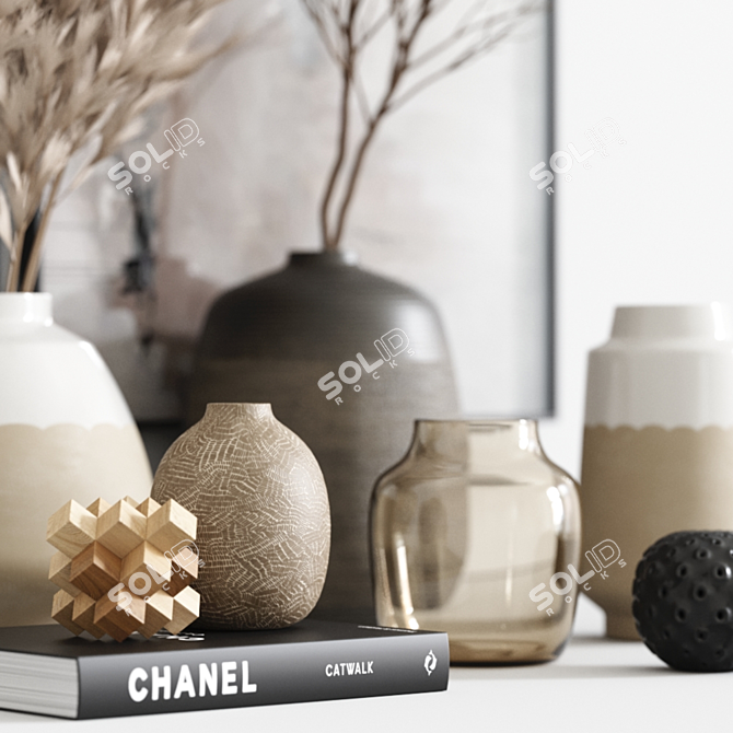 Pampa Grass Vase Décor: Stunning 3D Model 3D model image 2