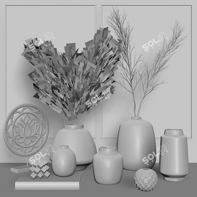 Pampa Grass Vase Décor: Stunning 3D Model 3D model image 4