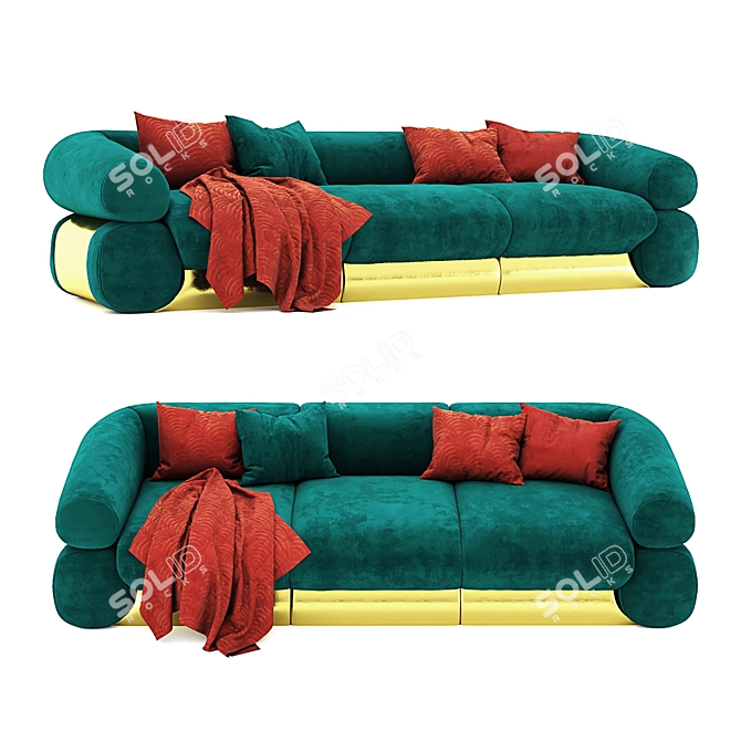 Velvet Opulence Modular Sofa 3D model image 3