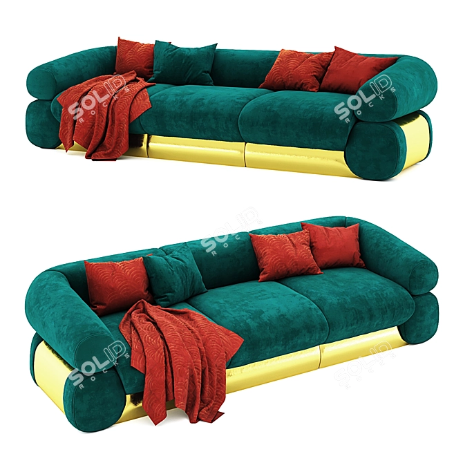 Velvet Opulence Modular Sofa 3D model image 5