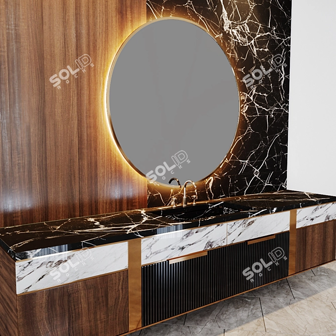 Luxury Gold Bath Set 3D model image 3