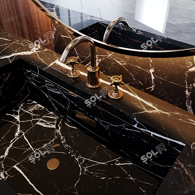 Luxury Gold Bath Set 3D model image 4