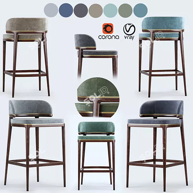 Aster Grange Bar Stool: Sleek and Stylish Seating 3D model image 1