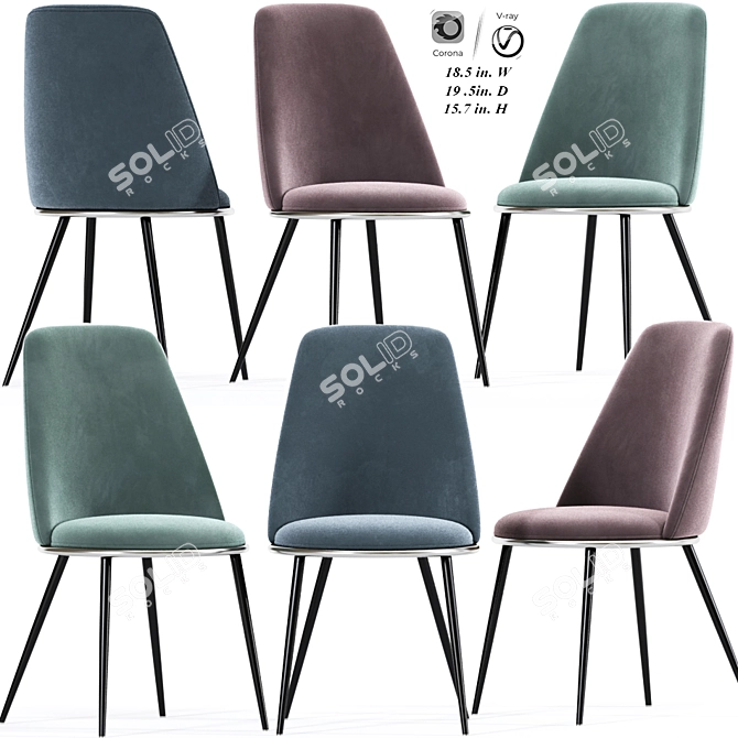 Lush Green Velvet Dining Chair 3D model image 1