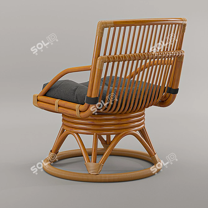 Elegant Wooden Armchair 3D model image 2