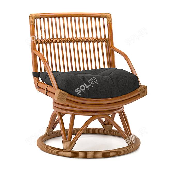 Elegant Wooden Armchair 3D model image 5