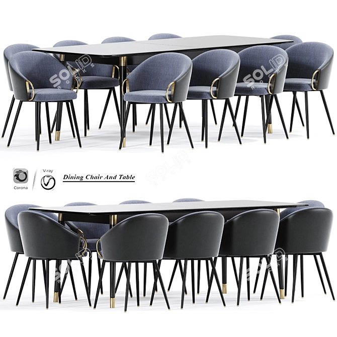 Modern Claire Dining Set 3D model image 1