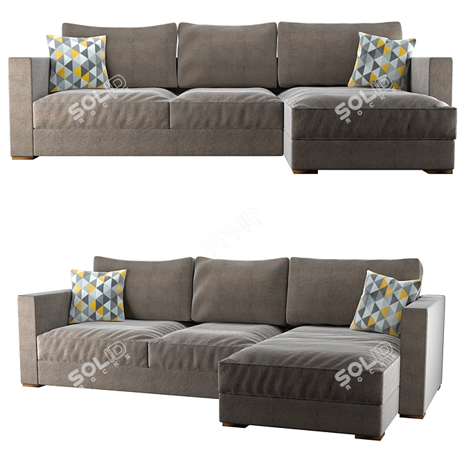 Luxury King Corner Sofa 3D model image 1