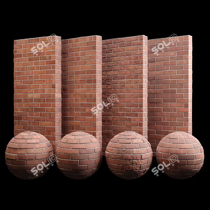 Vibrant Red Brick Tiles - High-Quality Texture 3D model image 1