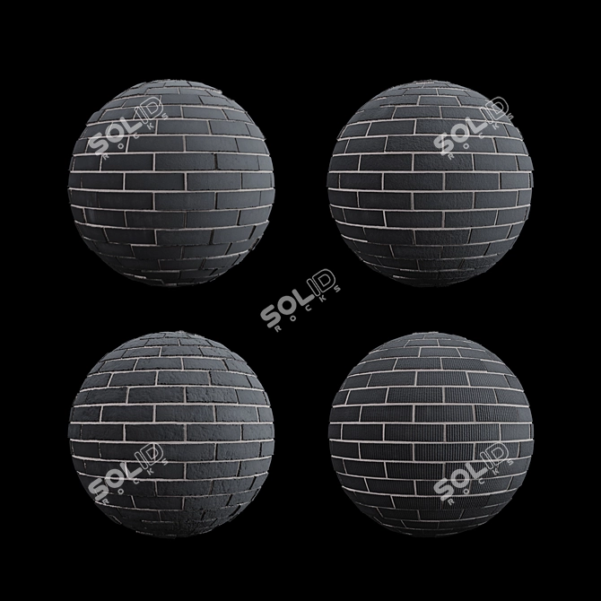 Sleek Black Brick Tiles 3D model image 2