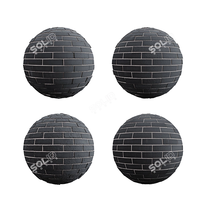 Sleek Black Brick Tiles 3D model image 5