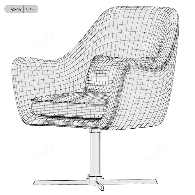 Plush Velvet Swivel Lounge Chair 3D model image 5