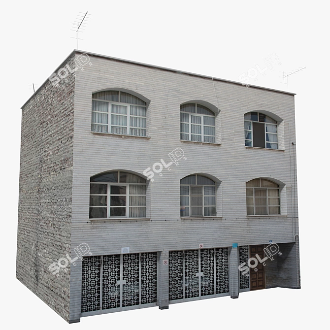 Realistic Low Poly Building Model 3D model image 1