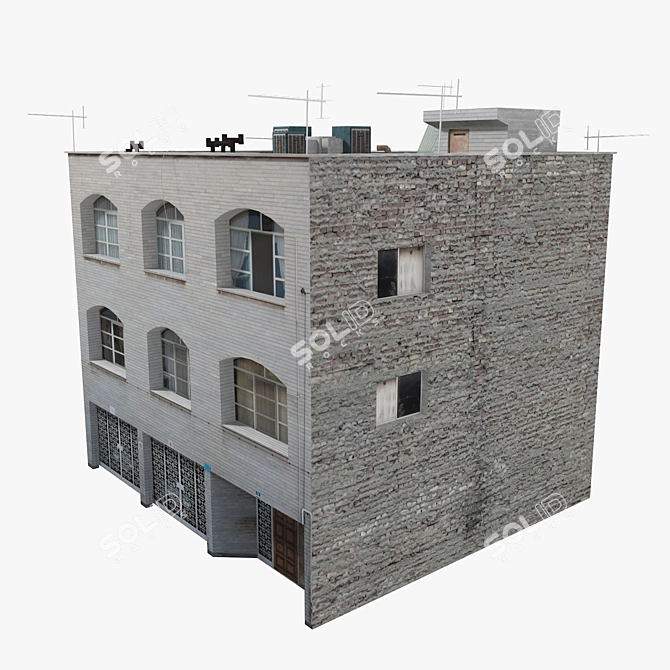 Realistic Low Poly Building Model 3D model image 2