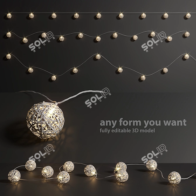 Adjustable Garland Lights Set 3: Versatile Indoor & Outdoor Decoration 3D model image 1