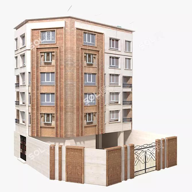 Realistic Low Poly 3D Building Model 3D model image 1