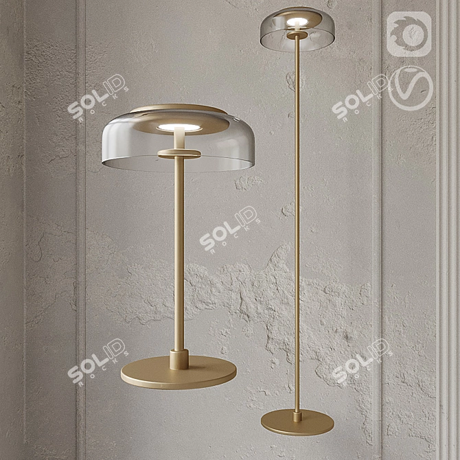 Sleek Glass LED Table Lamp 3D model image 2