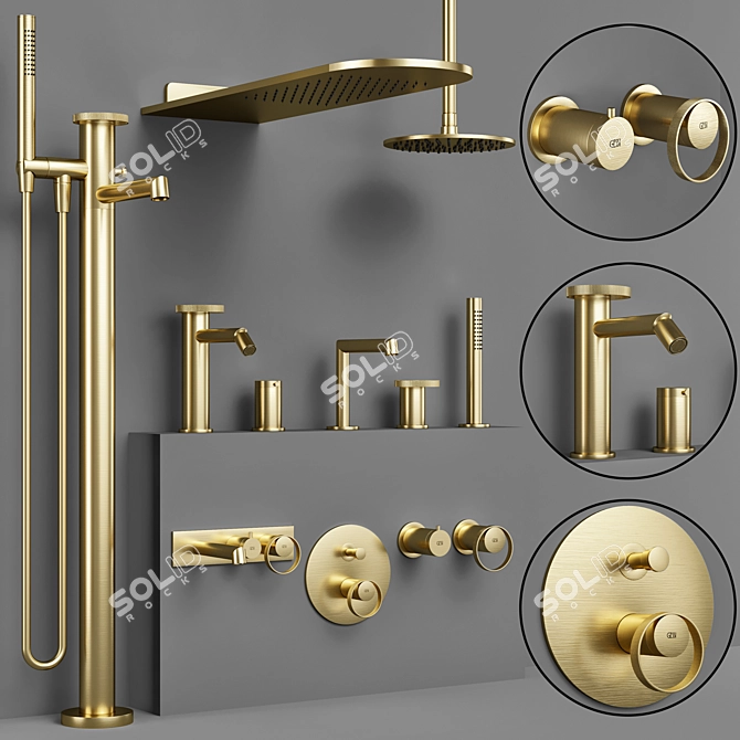 Gessi Anello Bathroom Faucet Set 3D model image 3