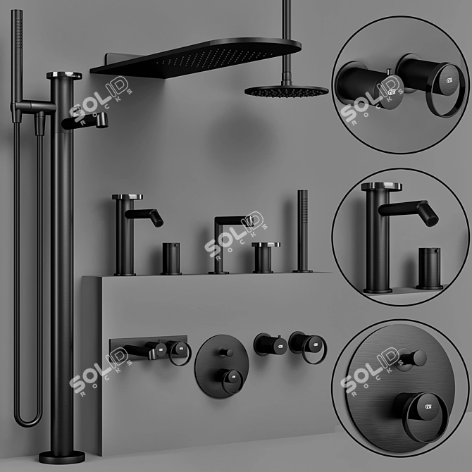 Gessi Anello Bathroom Faucet Set 3D model image 4