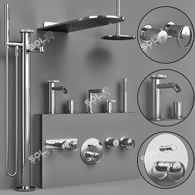 Gessi Anello Bathroom Faucet Set 3D model image 5