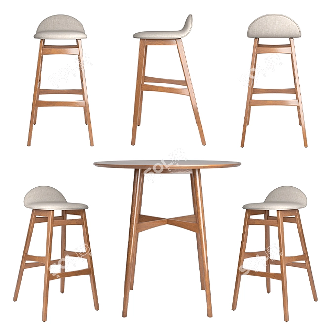 Elegant Miriam Bar Stool 3D model image 1