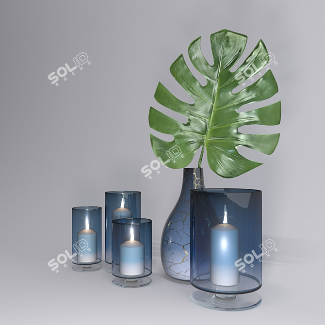 Elegant Candle Set 3D model image 2