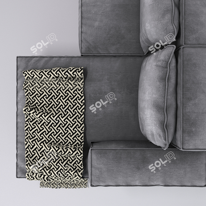 Modern Cozy Sofa with Plaid 3D model image 3