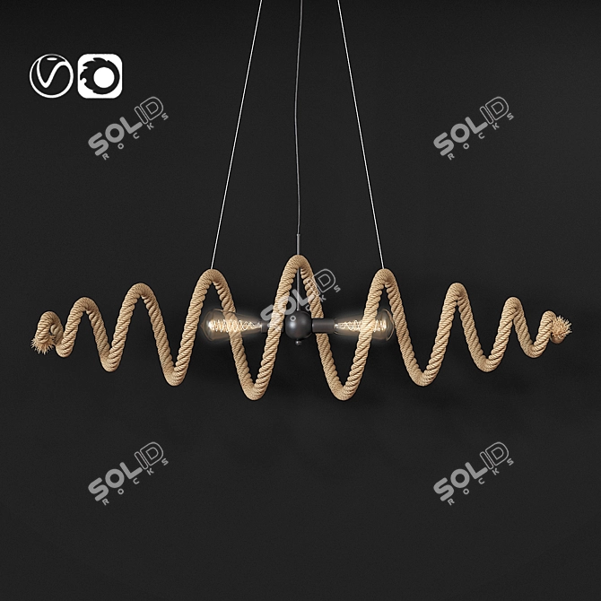 Vintage Rope Pendant Lamp 3D model image 1